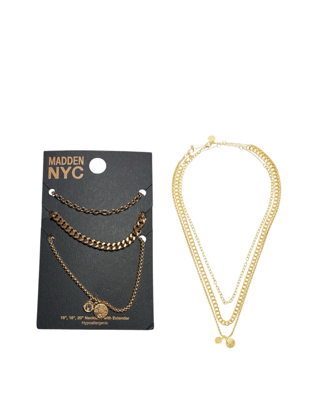 Madden NYC Gold-Tone Layered Coin Charms Necklace Set — 3-Piece